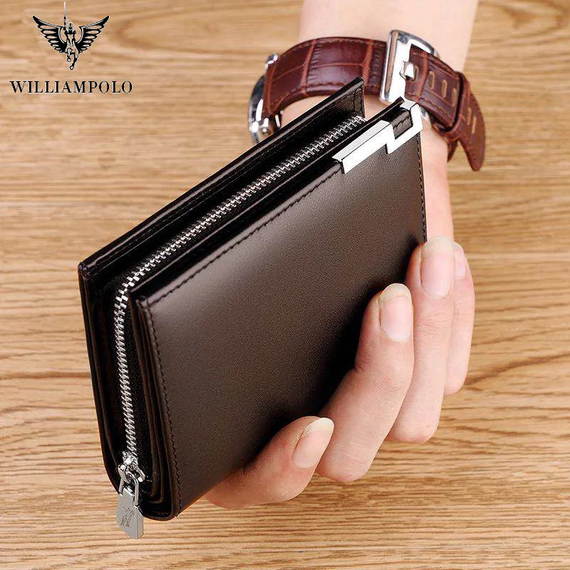 

WILLIAMPOLO Luxury Brand Short Clutcht Card Holders Zipper Pocket wallet Holders