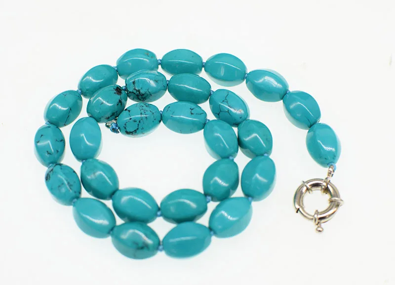 howlite turquoise carved egg green necklace 10*14MM 17inch nature wholesale FPPJ xmas gift unique shape