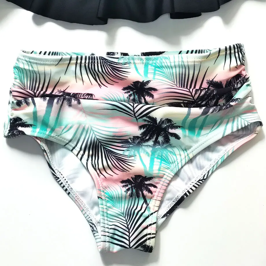 От 5 до 12 лет купальный костюм для девочек Детский комплект бикини с высокой