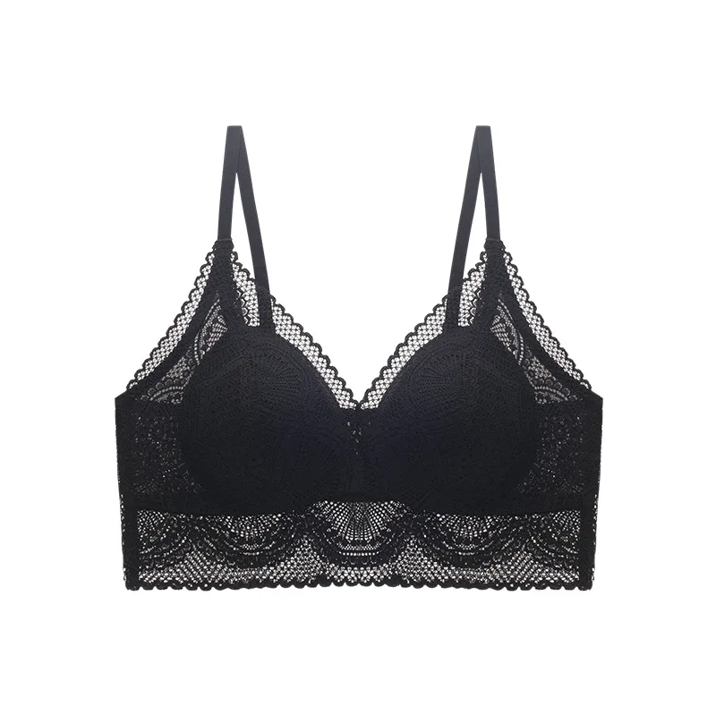 

Simpold Women's Tube Top Lace Wrap Breast Seamless Underwear For Women Sexy Transparent Brassiere Hollow Out Bras