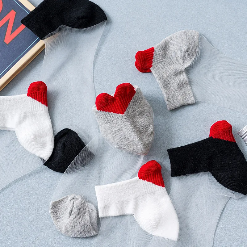 

5 пар, носки для женщин носки летние тонкие Карамельный цвет любящее сердце пятки носки до лодыжки; Очаровательные дышащие для девушек-студе...