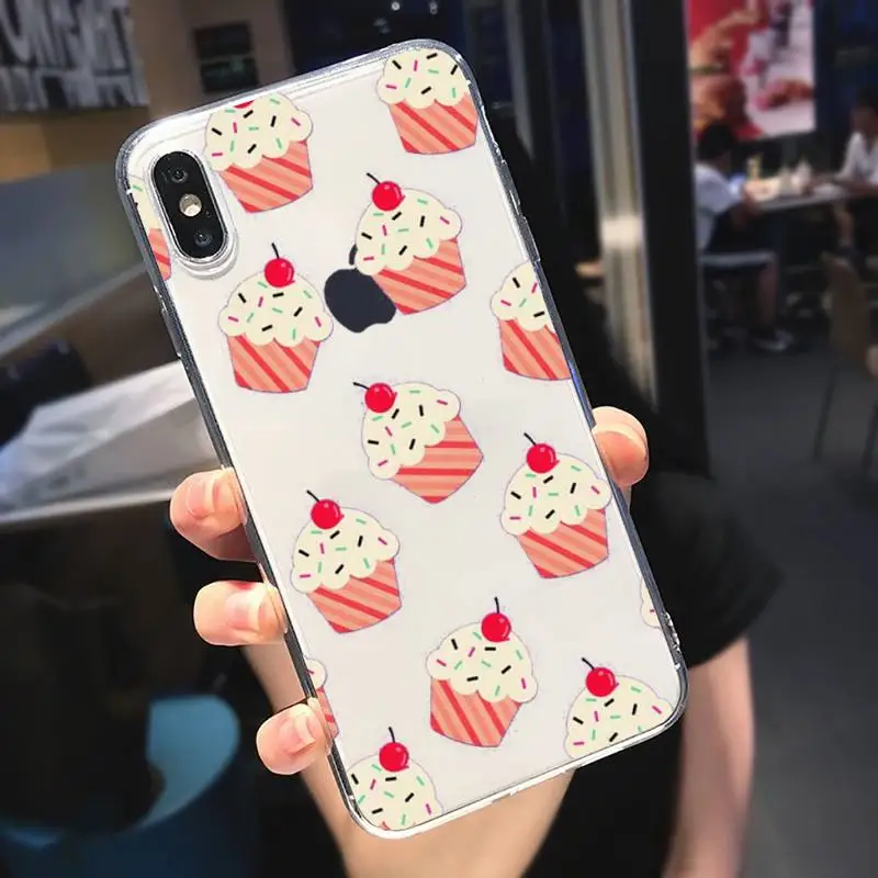 

Cute donut cake dessert Phone Case Transparent for iPhone 6 7 8 11 12 s mini pro X XS XR MAX Plus