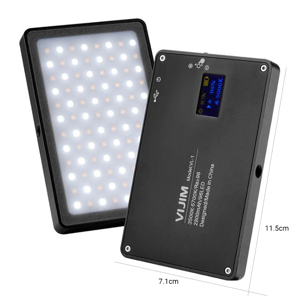 

DSLR LED Video Light on-Camera Dimmable Bi-Color 3000-6500K CRI 96+ Built-in 2800mAh Battery 96 Beads Magnetic Vlog Fill Lightin