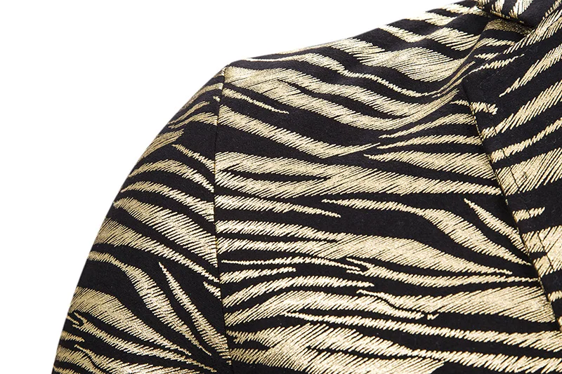 

Mens Sliver Striped Print Blazer Jacket DJ Bar Nightclub Party Casual Blazer Men Wedding Groom Prom Tuxedo Blazer Masculino XXL
