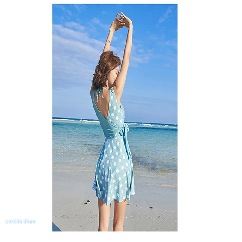 

10pcs One-piece skirt cover belly conservative sexy slim Korean version of ins wind bubble hot spring gathered swimsuit