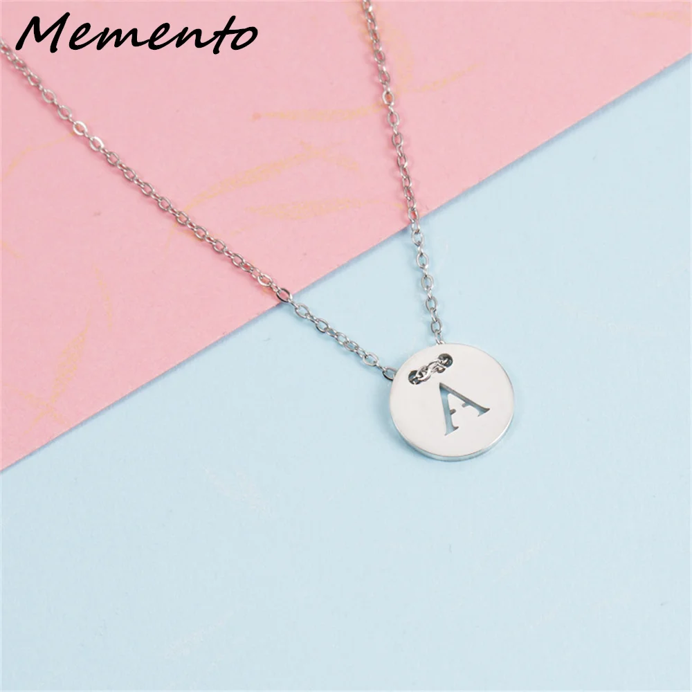 

Memento Custom колье с инициалами персональная цепочка из нержавеющей стали с вырезами, ювелирные изделия для унисекс, подарок на день рождения
