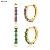 andywen new 925 sterling silver gold purple green hoops piercing pendiente circle round zircon cz orringe luxury jewelry