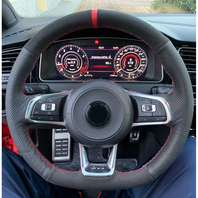 CARDAK замшевый кожаный красный маркер для Volkswagen Golf 7 GTI R MK7 VW Polo Scirocco 2015 2016|Чехлы на