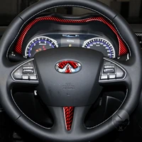 6pcs for infiniti q50 q60 2014 2017 car dashboard panel steering wheel engine start cover trim sticker genuine carbon fiber