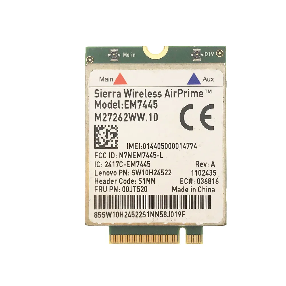 

Беспроводная сетевая карта Sierra EM7445 FRU 00JT520 NGFF 300 Мбит/с FDD-LTE 4G HSPA + для Thinkpad P50 P70 X1 carbon X1 YOGA 260