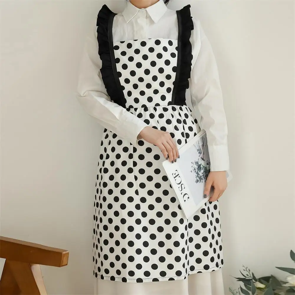 

XiuMood Aprons For Women Cotton Polka Dot Printing Family Cleaning Kitchen Apron Restaurant Baking Pastry Work Clothes Bib