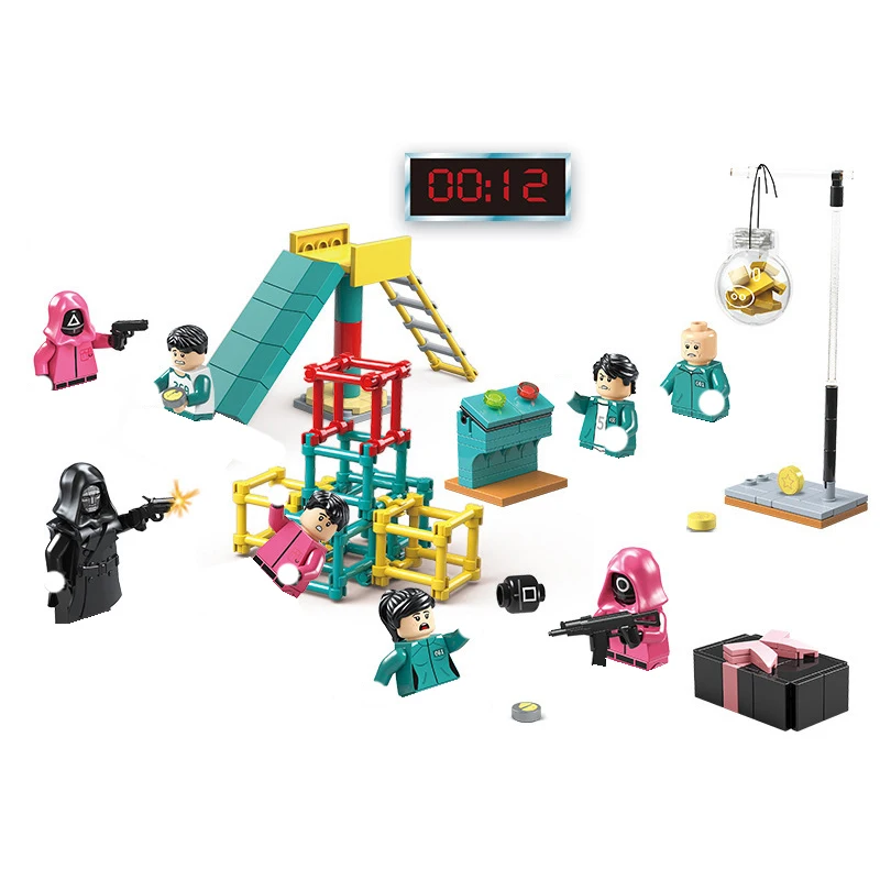 

Мини игра кальмар фигурки из строительных блоков игрушки Популярные персонажи телевизора фигурки игрока 123 куклы-марионетки детские подар...