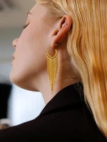 vintage glossy long thread tassel earrings for women gold geometric fashion jewelry hanging pendientes party gift 2021 new