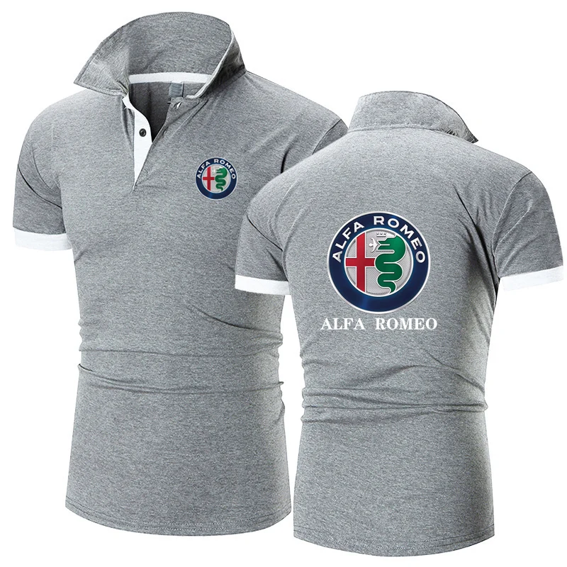 Рубашка-поло мужская с принтом Alfa Romeo удобная дышащая хлопковая футболка