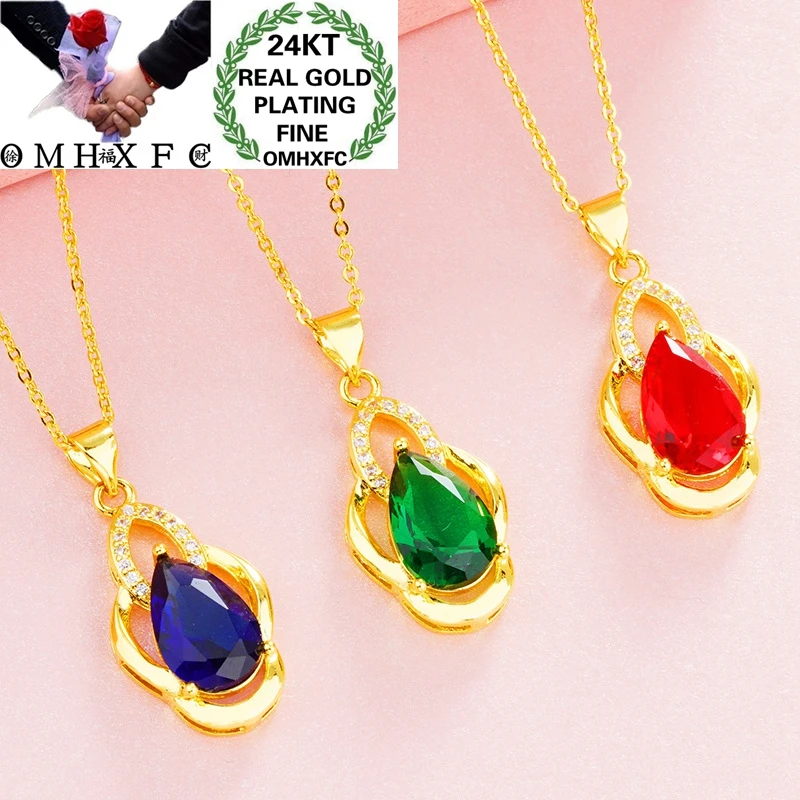 

OMHXFC Оптовая Европейская мода изящная женщина вечевечерние НКА день рождения свадебный подарок винтажный AAA циркон 24KT золотой кулон очарова...