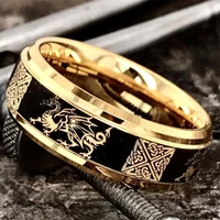 mfy cool gold color men dragon pattern crystal animal rings punk man jewelry for party wedding accessories