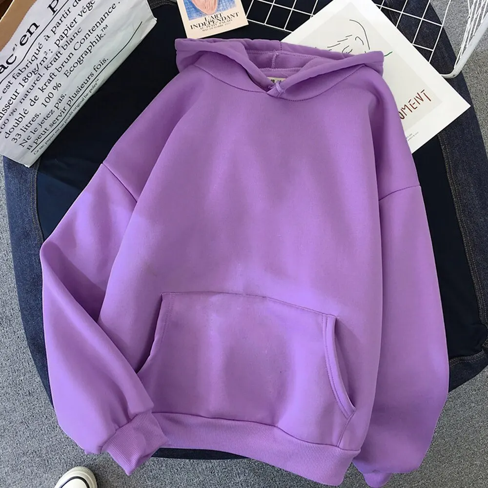 

High Quality Sweatshirt Women's Clothes Tops Hoodies Harajuku Warm Pullover Coat Drawstring Pink Womens Korean Style