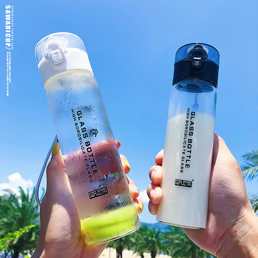 Корейская стеклянная бутылка для воды Спортивная питья милая спортзала детская