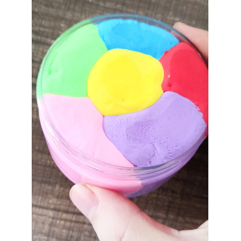 Флаффи слайм радужного цвета 60 мл/100 мл полимерный пластилин снятие стресса