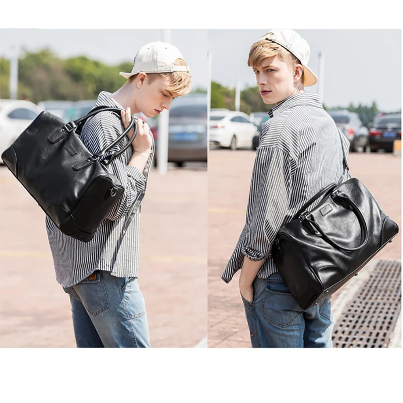 Сумка-тоут мужская из экокожи модная вместительная сумочка на плечо для