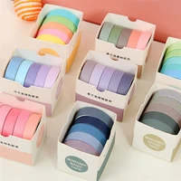 5 pcsset cute grid stripe washi tape solid color masking tape decorative adhesive tape sticker scrapbooking planner stationery