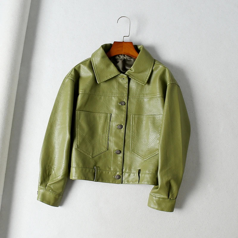 Женская Байкерская кожаная куртка повседневная байкерская из мягкой