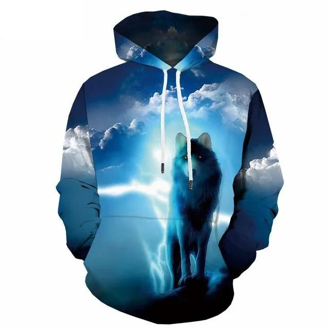 

Wind Summer Sweater Star Wolf Animal 3d Digital Printing Men's Fashion Round Neck Hoodie Top