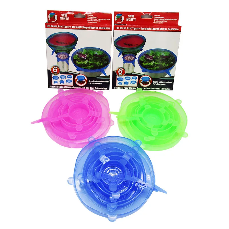 

Silicone Plastic Wrap Six Piece Food Lids Fruit Plastic Wrap Seal Silica Gel Plastic Wrap