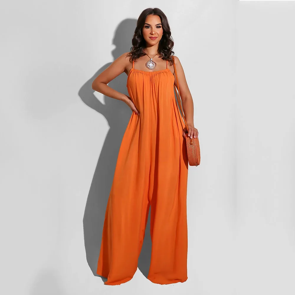 Сексуальный женский комбинезон с открытой спиной и подтяжками на лето, свободный повседневный широкий брючный костюм для женщин, элегантный зеленый комбинезон для леди 2021 года.