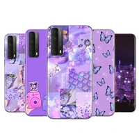 purple flower butterfly for huawei y9s y6s y8s y9a y7a y8p y7p y5p y6p y7 y6 y5 pro prime 2020 2019 transparent phone case
