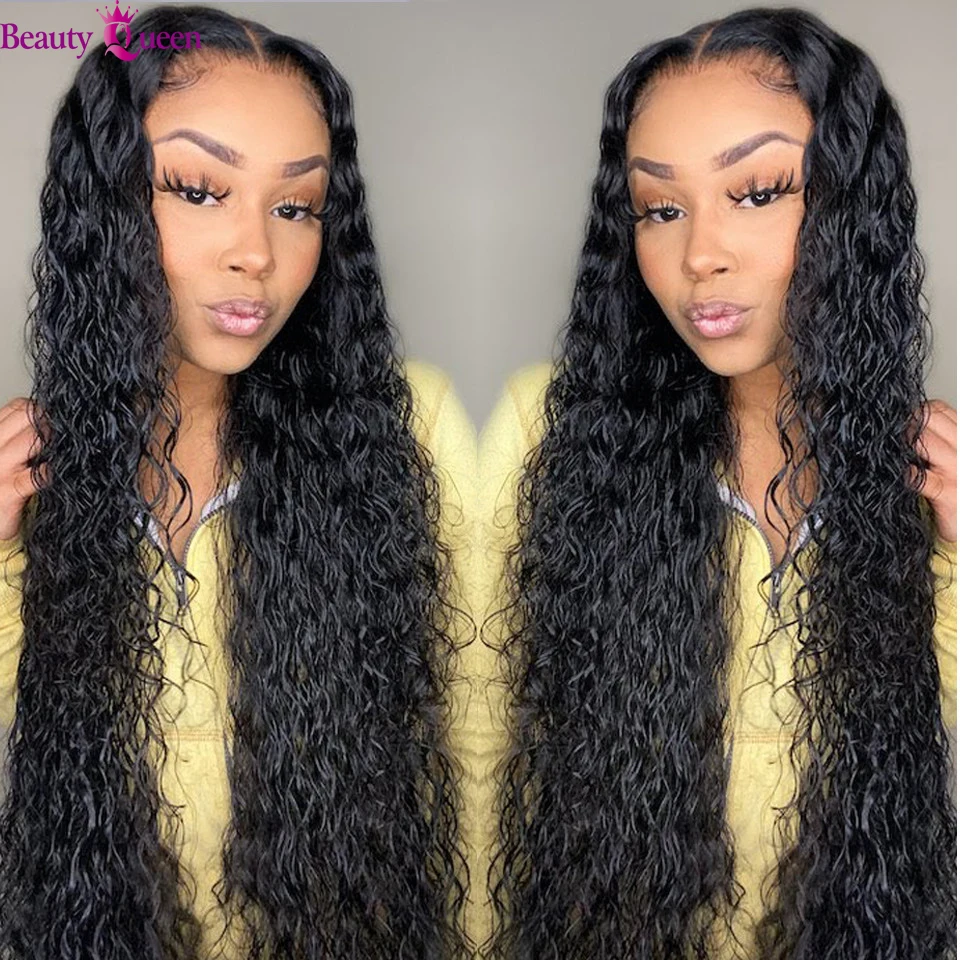 

Transparent Water Wave Lace Closure Front 100% Human Hair Wigs Pre Plucked 13x4 Lace Frontal Wigs 12-32 inch Brazilian Remy Hair