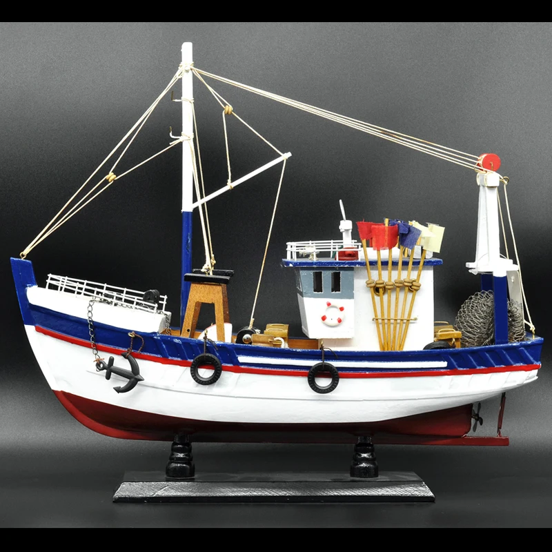 LUCKK 38 см ручная работа моделирование рыбацкая лодка модель корабль игрушки декор