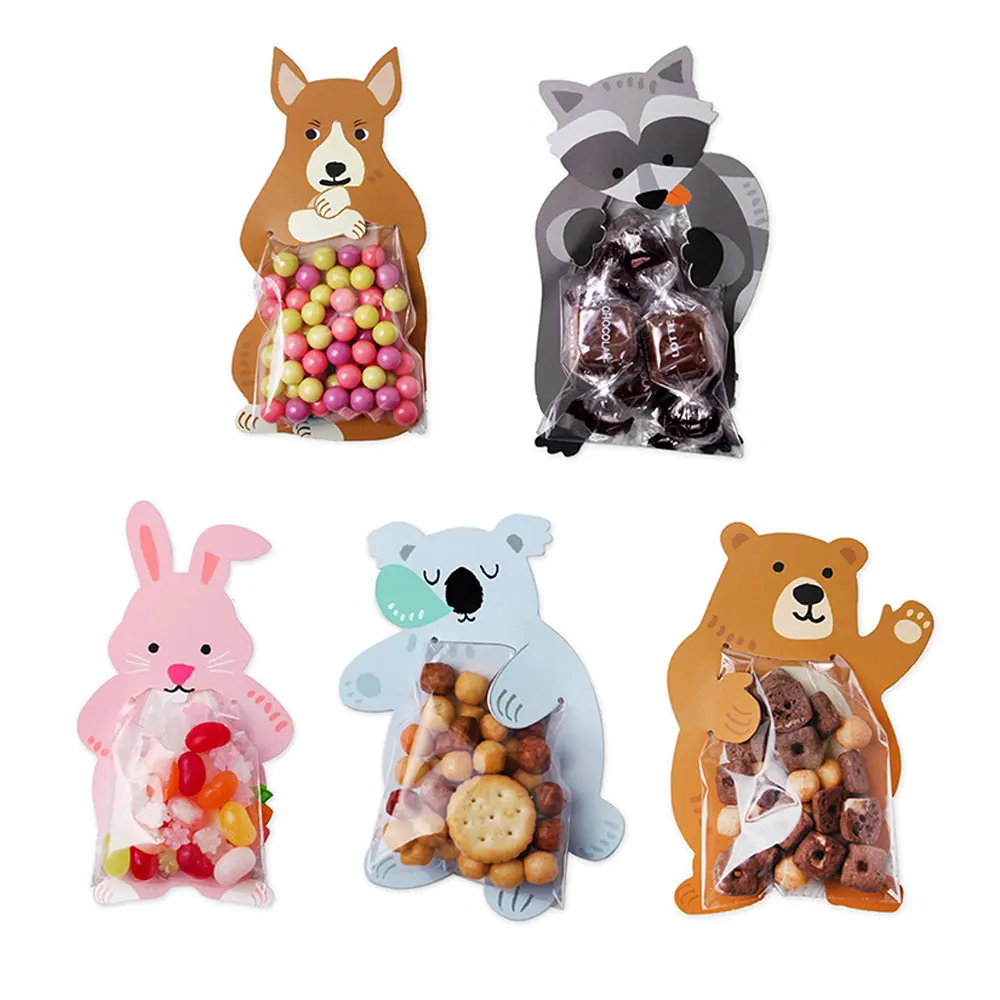 

20pc Cute Animal Bear Gift Bag Candy Box Kraft Paper Bag Popcorn Box Goodie Bags Printed Paper Treat Bags Wedding Birthday Party