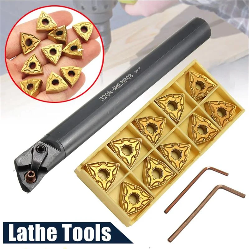 

Фрезы для токарного станка с 10 твердосплавными пластинами WNMG080404, 20x200 мм