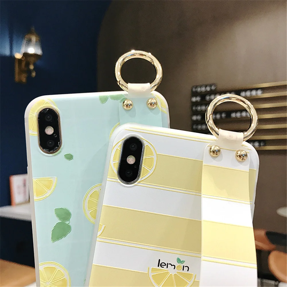 Желтая полоса для IPhone 11pro X XR XS MAX чехол телефона с ремешком на запястье