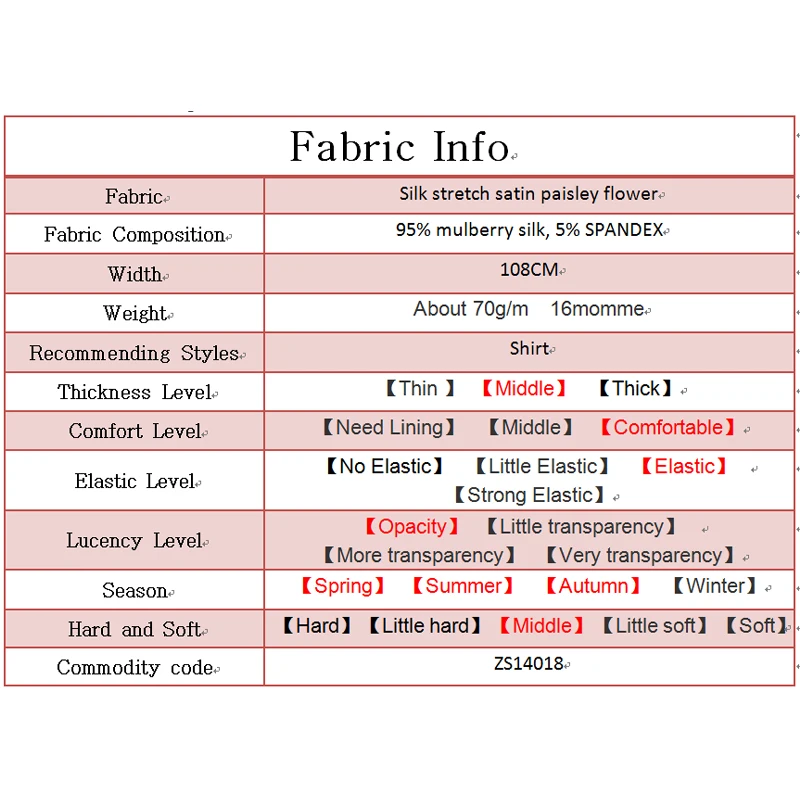 

PearlSilk Store Symmetrical paisley flower silk stretch satin impermeable high-end clothing summer dress fabric Free shipping