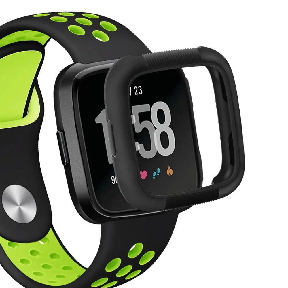 green Защитный чехол для экрана Fitbit Versa из силикона и ТПУ с защитой от падения - Цвет: green