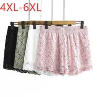 new 2021 ladies summer plus size basic shorts for women large loose casual pink white black elastic lace shorts 4xl 5xl 6xl
