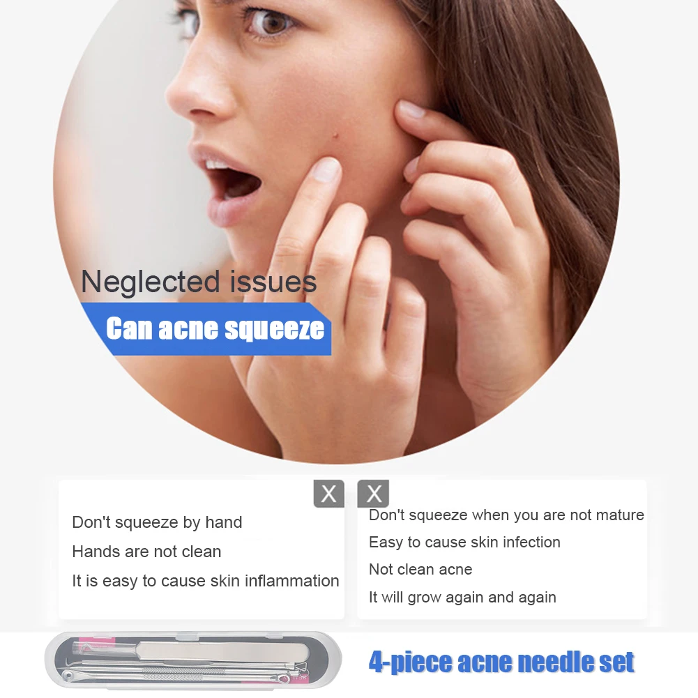 4pcs Set Black Dot Pimple Blackhead Remover Tool Needles For Squeezing Acne Tools Face Cleaning Comedone Extractor Pore Clean
