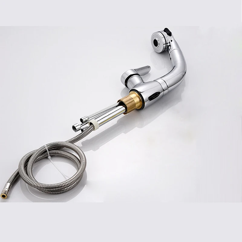 

Wetips Pull-out Kitchen Sink Faucet Copper Water Tap Up And Down Hot Cold Swivel 360 Degree Washbasin Mixer For Sink Faucet
