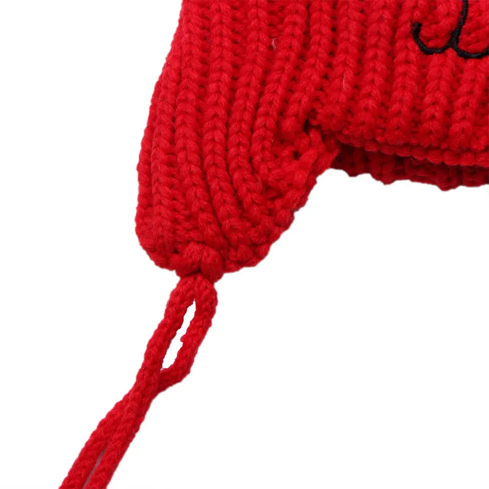 Детская вышивка мультяшного кота Beanie Зимняя Толстая вязаная теплая мягкая шапка с двойным помпоном для мальчиков и девочек, Кепка с ушами, шапочка для малышей
