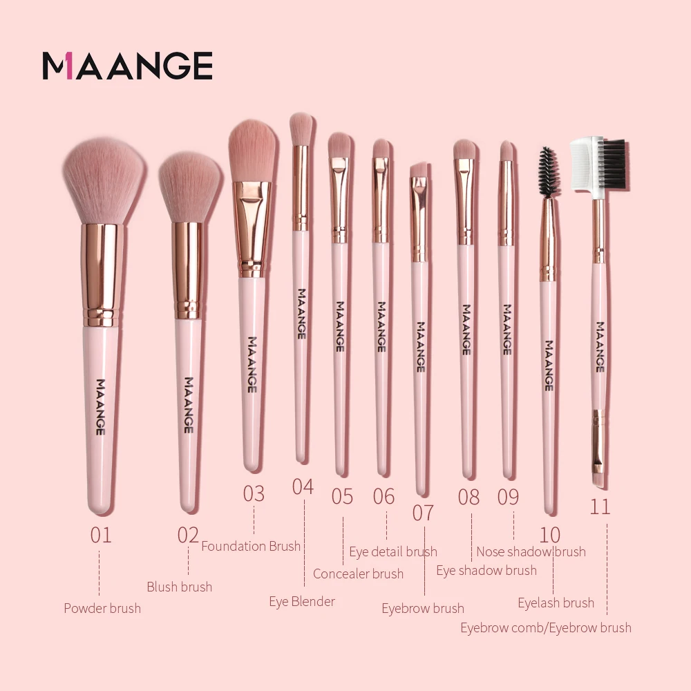MAANGE 3/13Pcs Makeup Brushes Set with Bag Foundation Powder Blush Eyeshadow Concealer Eye Make Up Brush With Case Cosmetic Tool | Красота и
