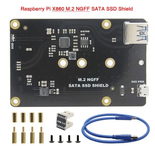 Плата расширения для SSD-накопителей Raspberry Pi X860 M.2 NGFF 2280/2260/2242/2230 SATA с USB-разъемом 3 0