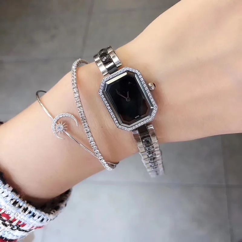 Женские керамические часы бойфренды с фианитом прямоугольный пояс из