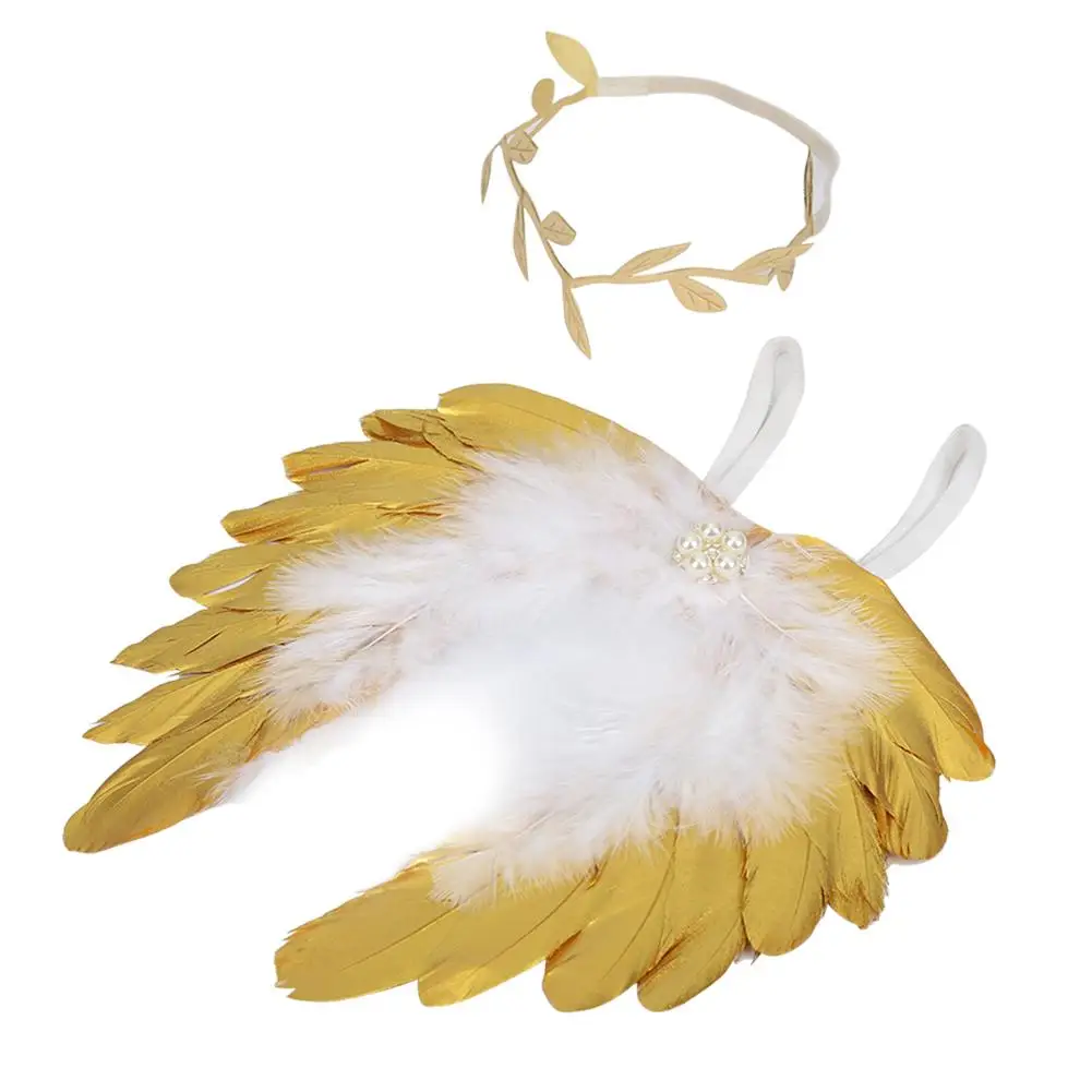 

Angel Feather Wings Baby Leaves Headband Hair Head Bands New Gold And Silver Leaf Headband With Angel