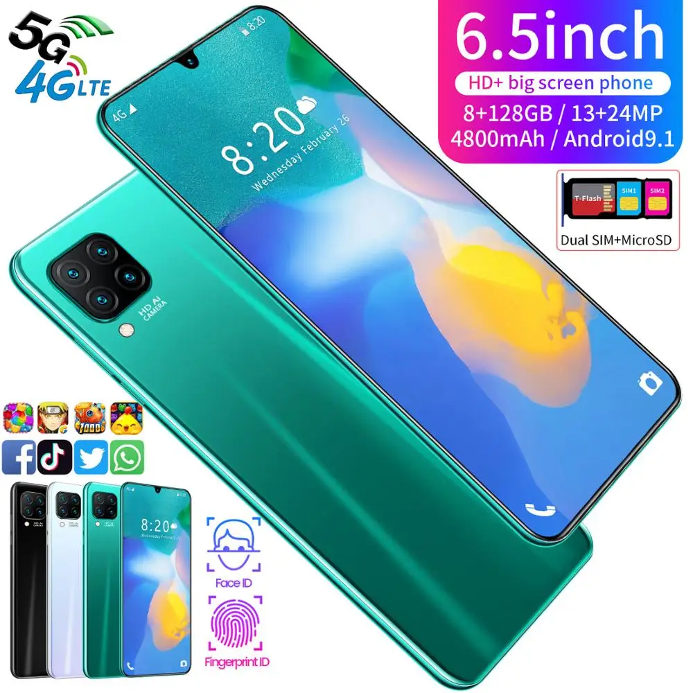 

2020 New R30PRO 8 256G ROM Dual SIM Card 6.5 Inch Full-screen Snapgragon 855 Deca Core 5G Network Mobile Phone(with case)