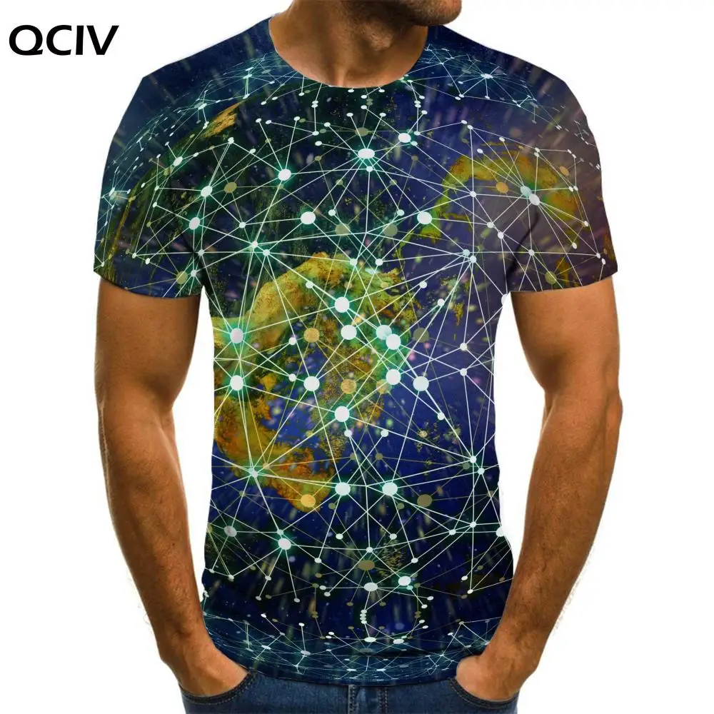 

QCIV Geometry T-shirt Men Planet Tshirt Printed Galaxy Anime Clothes Graphics Funny T shirts Mens Clothing summer Cool Male Tops