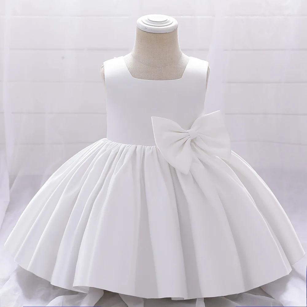 

White Baby Girls Wedding Dress Newborn Kids Christening Clothes Big Bow 1 Year Birthday Costume Prom Party Dresses for Girl
