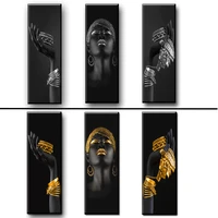 black woman with gold and silver jewelry the art canvas painting hands mural poster print african girl modern home decoration