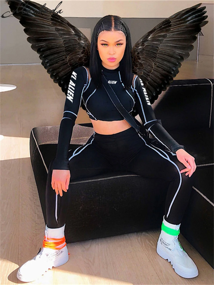 

Сексуальная женская сетчатая майка с круглым вырезом длинным рукавом тонкий укорочённый облегающий топ с принтом буквами